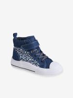 Hoge sneakers met klittenband en veters voor meisjes jeansblauw - thumbnail
