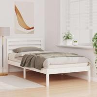 Bedframe met hoofdeinde Wit 90 x 190 cm Massief grenenhout - thumbnail