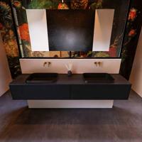 Badkamermeubelset Mondiaz Erin 200 cm met 2 Lades met RIDGE Wastafel Dubbel Urban Zonder Kraangaten Greeploos Mat Urban - thumbnail