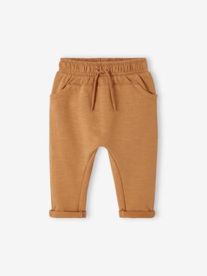 Babybroek uit molton voor jongens karamel