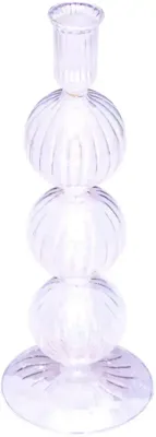 Vondels kandelaar glas bubble 9x25cm luster transparant