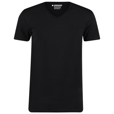 Garage Bio Cotton Body Fit V-Neck (0222) T-Shirt Black (2 Pack)