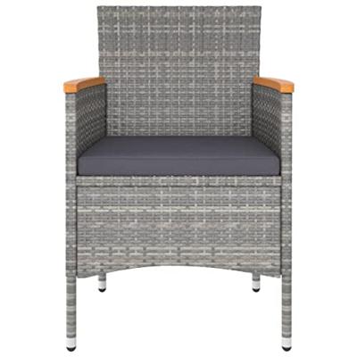 5-delige Tuinset poly rattan en gehard glas grijs