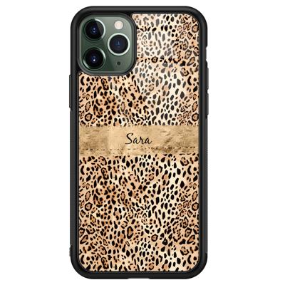 iPhone 11 Pro glazen hoesje ontwerpen - Luipaard goud