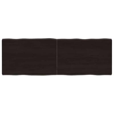 Tafelblad natuurlijke rand 120x40x(2-4)cm eikenhout donkerbruin