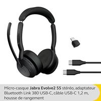 Jabra Evolve2 55 Headset Draadloos Hoofdband Kantoor/callcenter Bluetooth Oplaadhouder Zwart - thumbnail