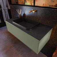 Badkamermeubelset Mondiaz Erin 100 cm met 1 Lade met RIDGE Wastafel Midden Urban Zonder Kraangaten Greeploos Mat Army - thumbnail