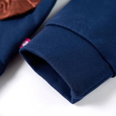 Kindertrui met eekhoorns van pailletten 140 marineblauw