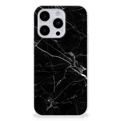 iPhone 15 Pro | TPU | Siliconen hoesje | Marmer Zwart - Origineel Cadeau Vader