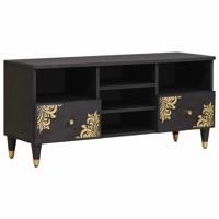 TV-kast met lade Zwart 100 x 33 x 46 cm Massief Mango Hout - thumbnail