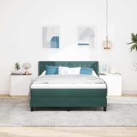 Boxspringbed met Matras Zwart 100x200 cm Fluweel Donkergroen - thumbnail