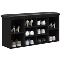 Schoenenbank 102x32x50 cm bewerkt hout zwart - thumbnail