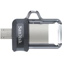 Sandisk Ultra Dual m3.0 USB flash drive 64 GB USB Type-A / Micro-USB 3.2 Gen 1 (3.1 Gen 1) Zwart, Zilver, Transparant - thumbnail
