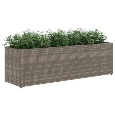 Plantenbakken met 3 potten 2 st 105x30x32 cm poly rattan grijs