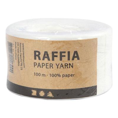 Creativ Company Papier raffia garen, b: 7-8 mm, wit, 100 m/ 1 rol