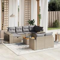 11-delige Tuinset met kussens poly rattan beige - thumbnail