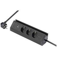 Sygonix SY-6261864 Stekkerdoos 3-voudig Zwart Randaarde stekker 1 stuk(s) - thumbnail