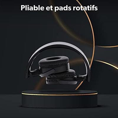 T'NB - Draadloze Bluetooth 5.0-hoofdtelefoon, model Single 2, 8 uur luistertijd, verstelbaar, jackstekker, comfortabel, microfoon en geïntegreerde bedieningselementen, voor sport en training – zwart