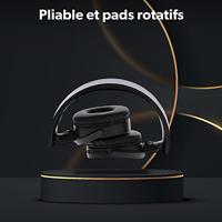 T'NB - Draadloze Bluetooth 5.0-hoofdtelefoon, model Single 2, 8 uur luistertijd, verstelbaar, jackstekker, comfortabel, microfoon en geïntegreerde bedieningselementen, voor sport en training – zwart - thumbnail