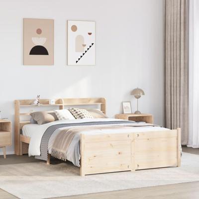 Bedframe met hoofdbord massief grenenhout 150x200 cm