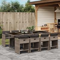 9-delige Tuinset met kussens poly rattan grijs - thumbnail