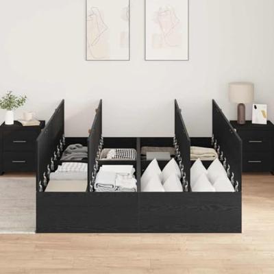 Bedframe Zwart eiken 200 x 150 x 31.5 cm Bewerkt hout