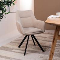 By-Boo Draaibare Eetkamerstoel 'Bliss' Met armleuning, kleur Taupe - thumbnail