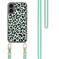 iPhone 16 hoesje met mint koord - Leopard mint - thumbnail