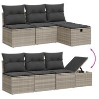 8-delige Loungeset met kussens poly rattan lichtgrijs - thumbnail