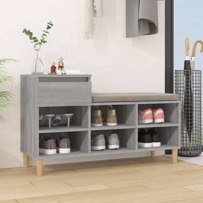 Schoenenkast 102x36x60 cm bewerkt hout sonoma grijs