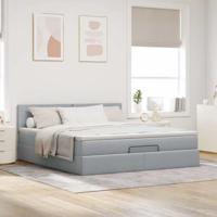 Ottoman bed met matras 180x200cm stof lichtgrijs - thumbnail