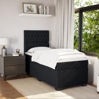 Boxspring met matras fluweel zwart 90x190 cm - thumbnail