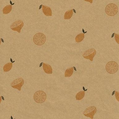 Cadeaupapier - Geschenkpapier - Lovely lemons on brown 50 cm