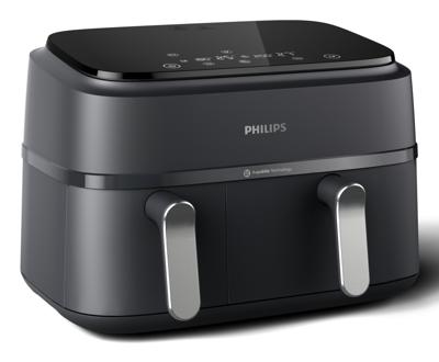 Philips 3000 series NA351/00 friteuse Dubbel 9 l Vrijstaand 2750 W Heteluchtfriteuse Zwart, Zilver
