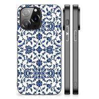 iPhone 14 Pro Max Bloemen Hoesje Flower Blue - thumbnail