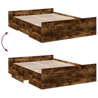 Bedframe met lades bewerkt hout gerookt eikenkleurig 120x190 cm - thumbnail