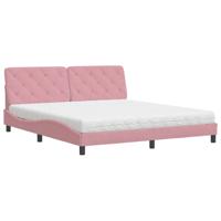 Bed met matras fluweel roze 200x200 cm - thumbnail