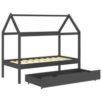 Kinderbedframe met lade grenenhout donkergrijs 80x160 cm - thumbnail