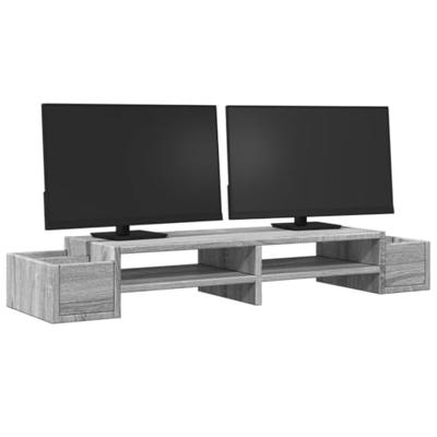 VidaXL Monitorstandaard opbergruimte 100x27x15 cm hout grijs sonoma