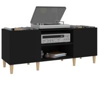 Platenkast 121x38x48 cm bewerkt hout zwart - thumbnail