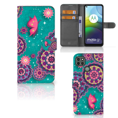 Motorola Moto G9 Power Hoesje Cirkels en Vlinders Motorola Moto G9 Power Hoesje Cirkels en Vlinders
