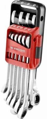 Facom Anti-Slip Ringsteeksleutelset met ratel en snelle vork in Houder - 10-delig - 467BR.JP10PB Facom Anti-Slip Ringsteeksleutelset met ratel en snelle vork in Houder - 10-delig - 467BR.JP10PB
