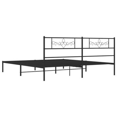 Bedframe met hoofdbord metaal zwart 183x213 cm