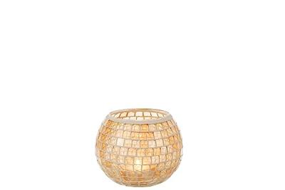 J-Line kaarshouder Mozaiek Rond - glas - oranje - large