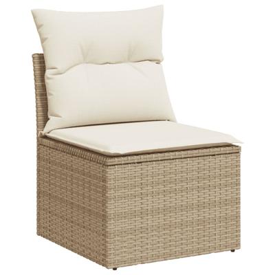 4-delige Loungeset met kussens poly rattan beige - thumbnail