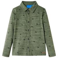 Kindershirt veeprint 92 gemleerd kakikleurig - thumbnail