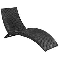 Ligbed met kussen inklapbaar poly rattan zwart - thumbnail