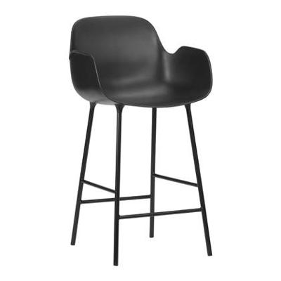 Normann Copenhagen Form barkruk H65 met armleuning Black vierpoot staal