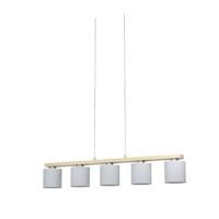 Eglo Eetkamer hanglampCastralvo houtbruin met witte kappen - 901291 - thumbnail