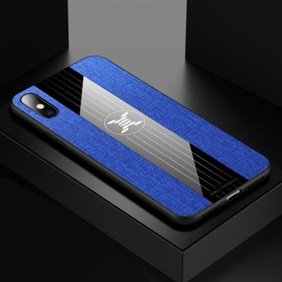 Voor iPhone X/XS XINLI stiksels doek Textue schokbestendig TPU beschermhoes (blauw)
